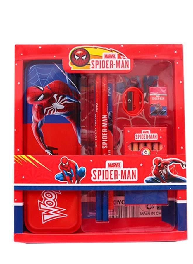 SPIDERMAN-Themed School Stationery Set for Kids - Gift-Ready Learning Box with Complete Back to School Supplies: Pencil Box, Erasers, Sharpener, Ruler & Crayons - Image 4